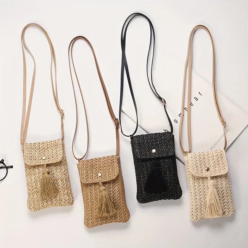 Mini Borsa in Paglia con Nappine – Crossbody Boho Donna Estate 2026