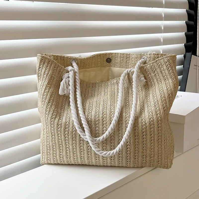 Woven Raffia Tote Bag – Boho Luxury Women's Summer 2026
