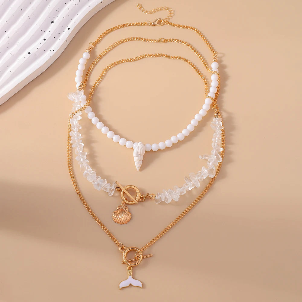 Set 3 Collane Choker Boho con Conchiglie & Perle – Donna Estate 2026