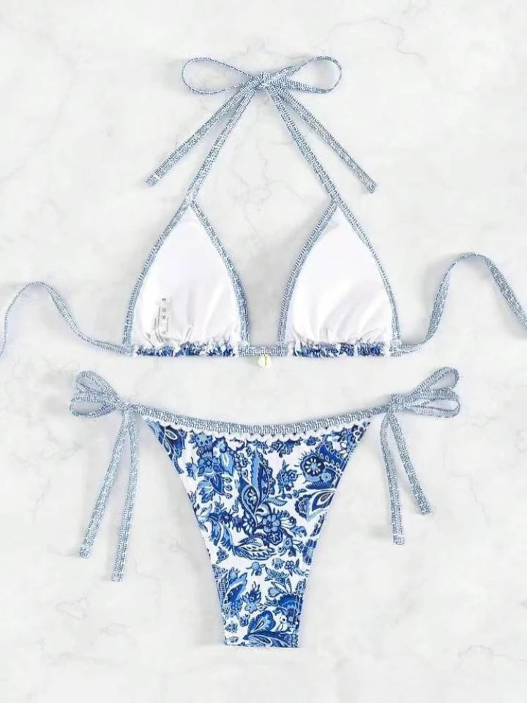 Bikini Donna 2026 a Triangolo con Halter e Laccetti Regolabili da Mare - Lido nova 
