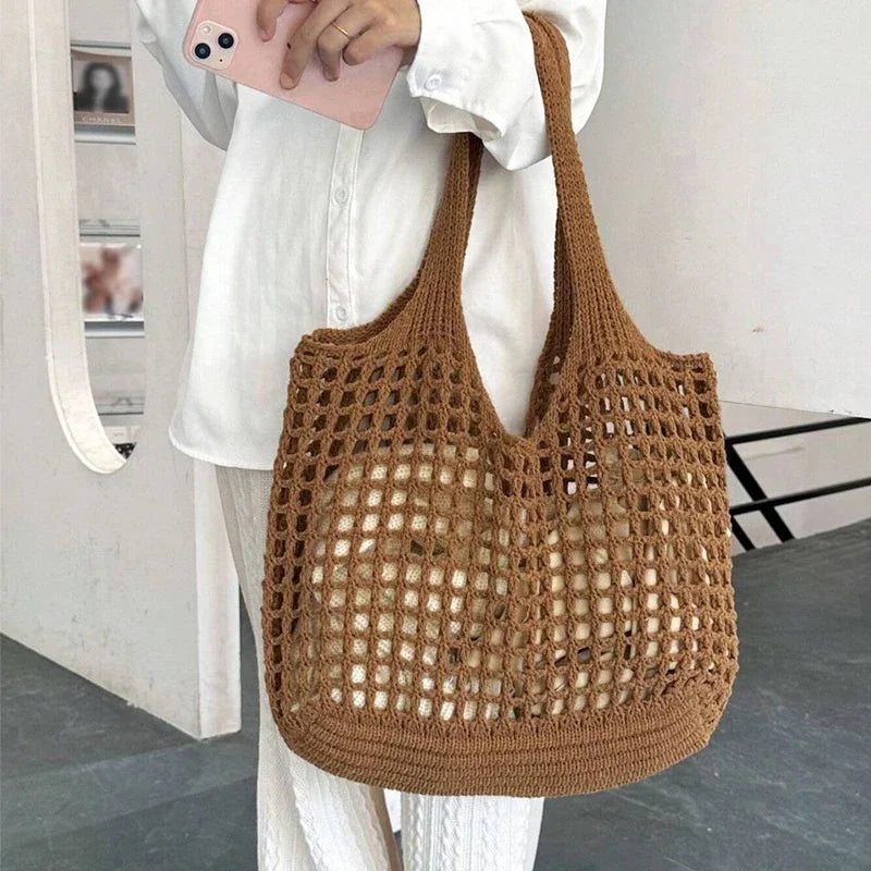 Borsa Tote in Crochet Intrecciato – Boho Aesthetic Donna Estate 2026