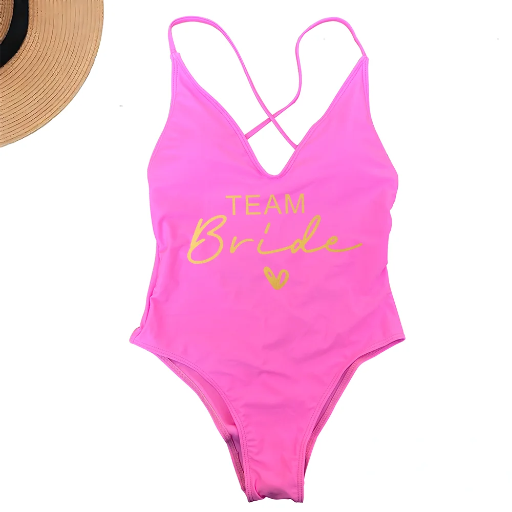 Costume Intero Donna 2026 Team Bride Imbottito Sexy Plus Size da Mare - Lido nova 