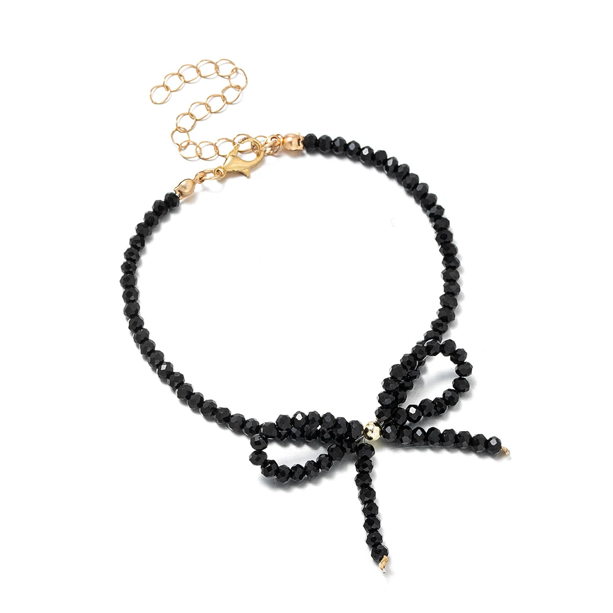 Cavigliera Nera con Fiocco in Cristallo – Elegante Donna Estate 2026