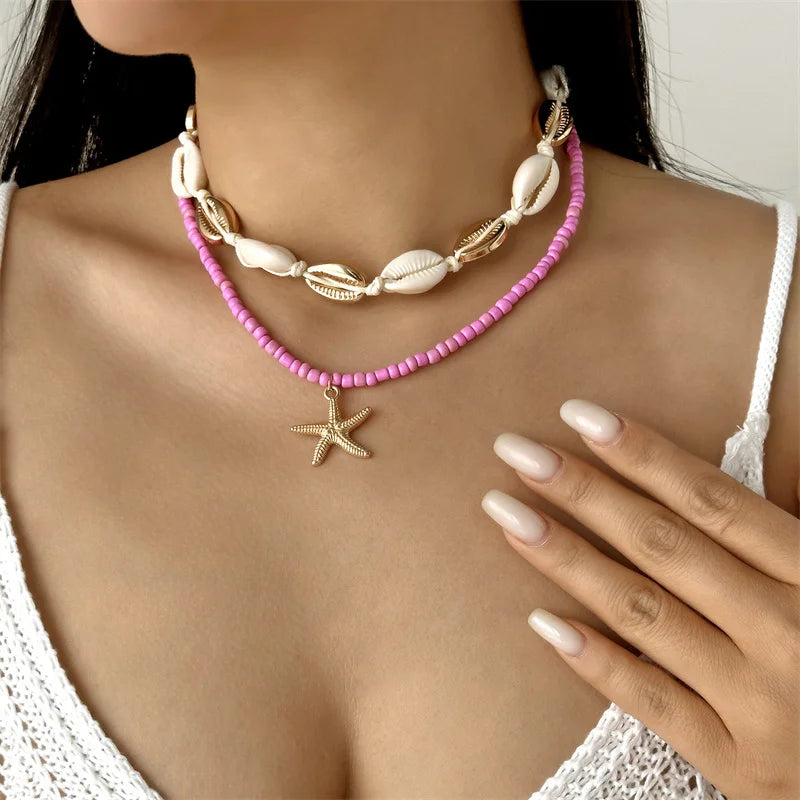 Collana Choker Multilayer Ocean con Stelle Marine & Perle – Donna Estate 2026