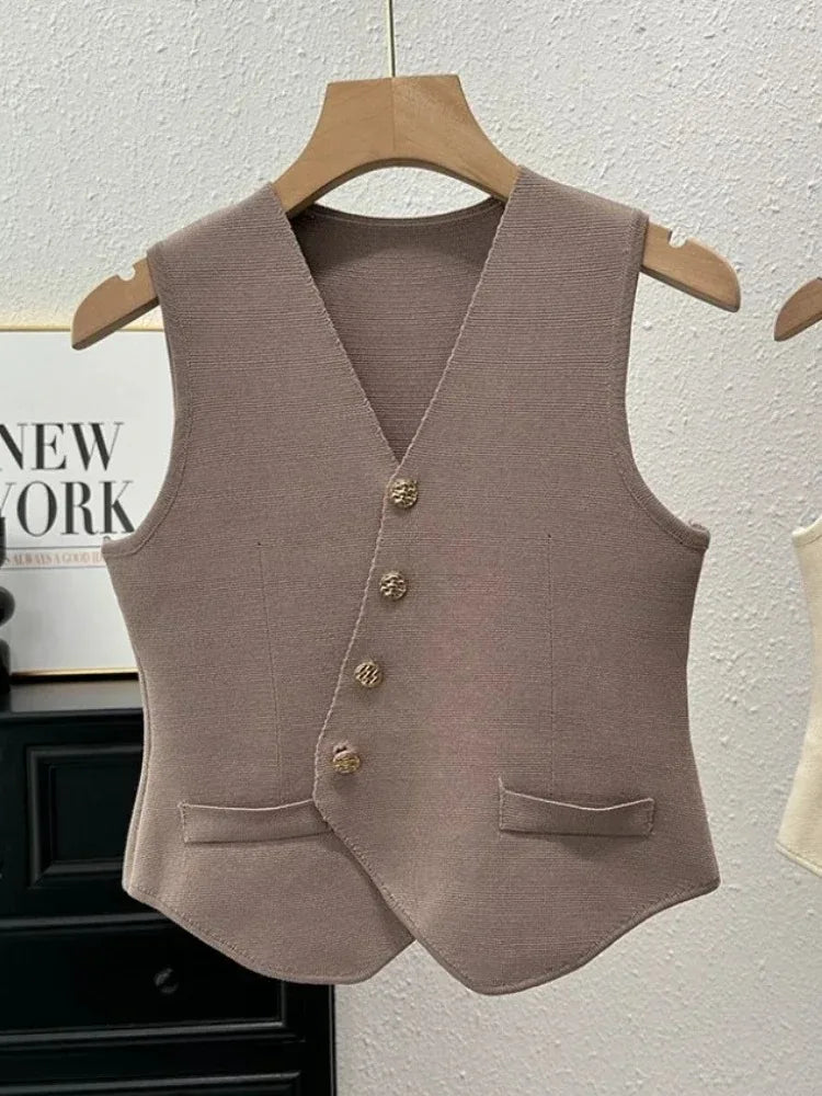 Top Estivo Donna 2026 Slim in Maglia Scollo a V con Bottoni - Lido nova 