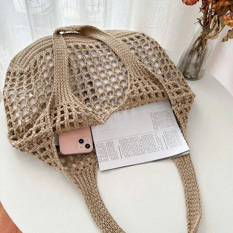 Borsa Tote in Crochet Intrecciato – Boho Aesthetic Donna Estate 2026