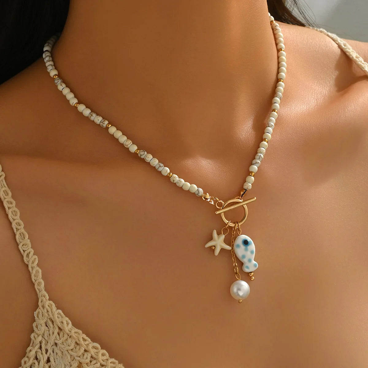 Collana con Pesce in Ceramica Colorata – Perle & Stella Marina Donna Estate 2026