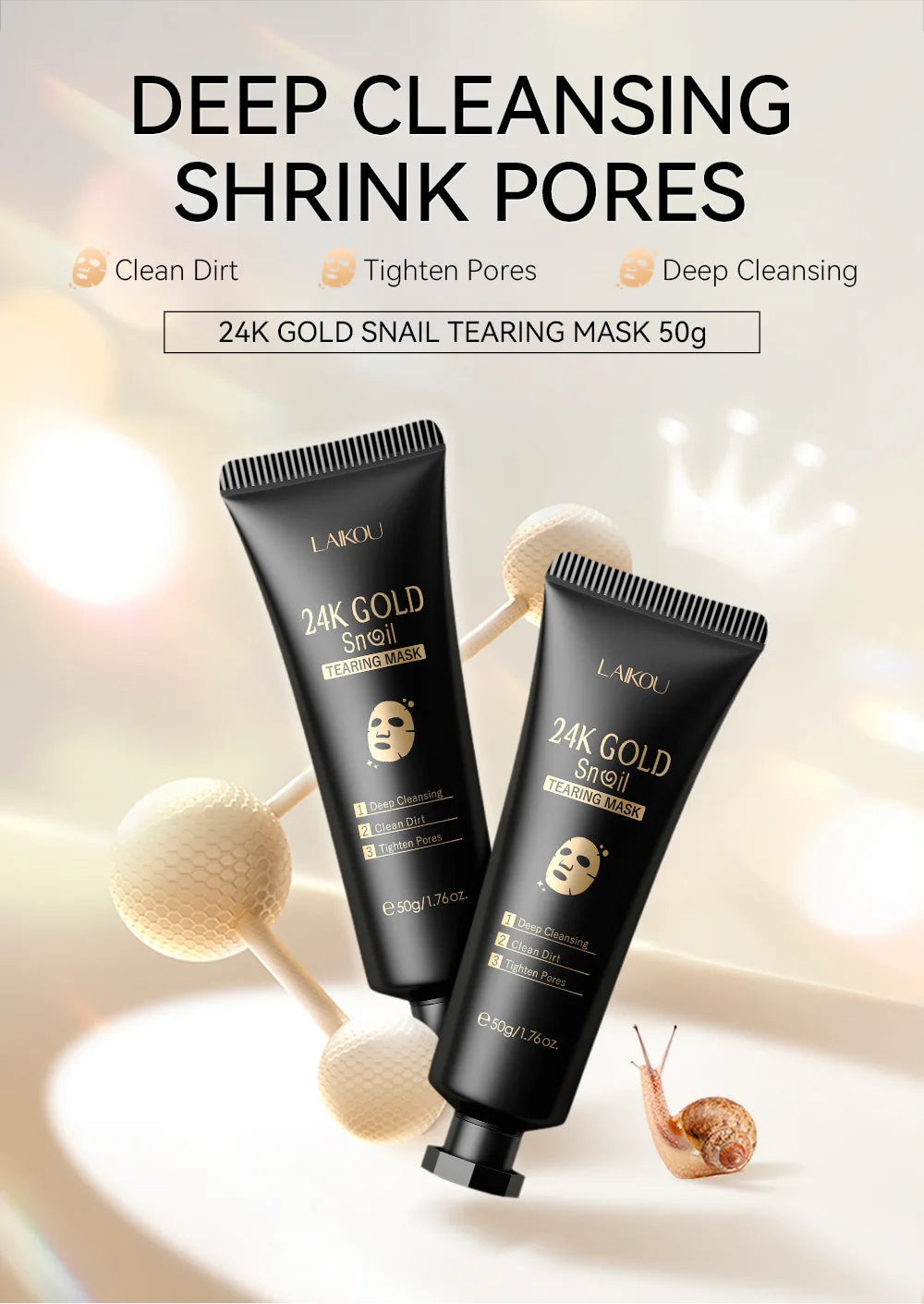 Maschera Peel-Off LAIKOU Sakura 24K Gold 1pz – Glow & Pori Clean Estate 2026 – Lido Nova
