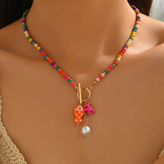Collana con Pesce in Ceramica Colorata – Perle & Stella Marina Donna Estate 2026