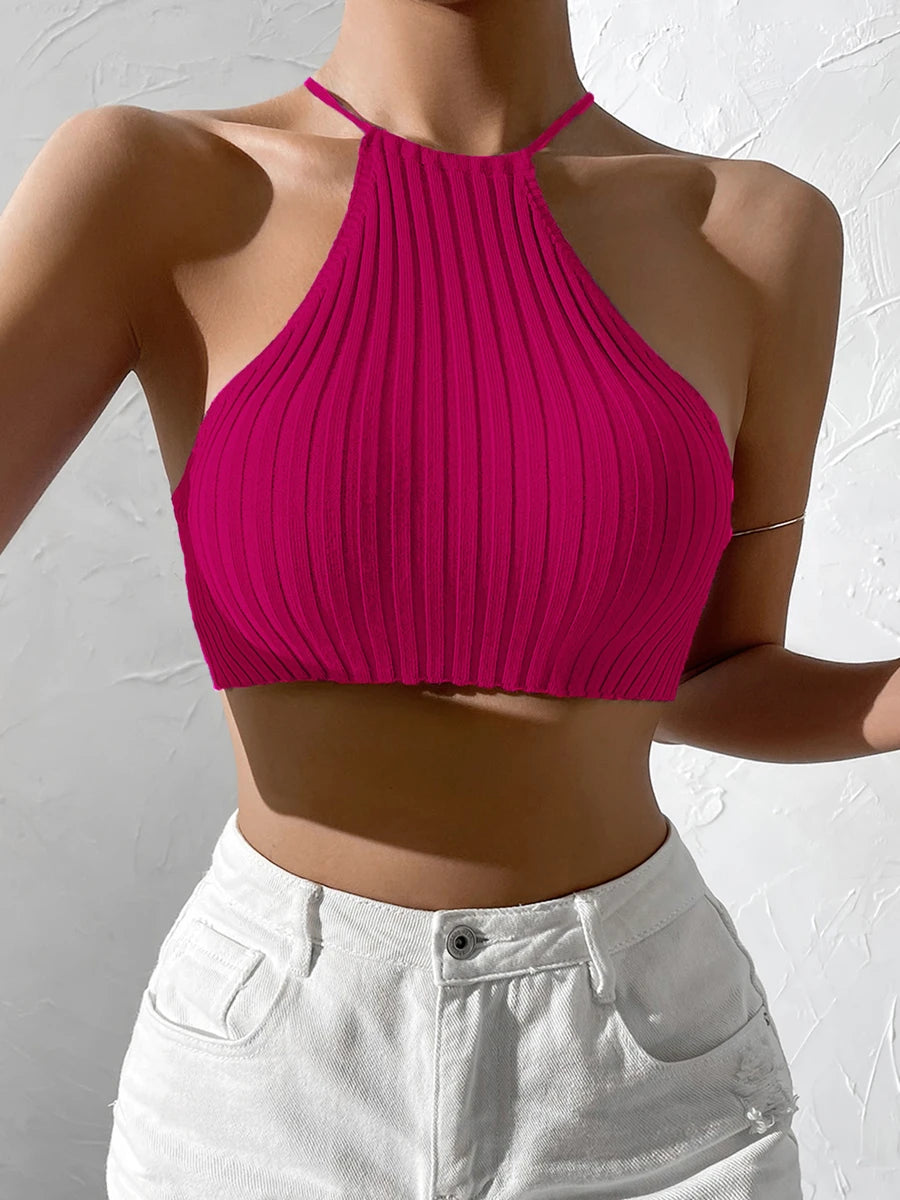 Crop Top Estivo Donna 2026 Halter con Lacci Schiena Scoperta Y2K - Lido nova 