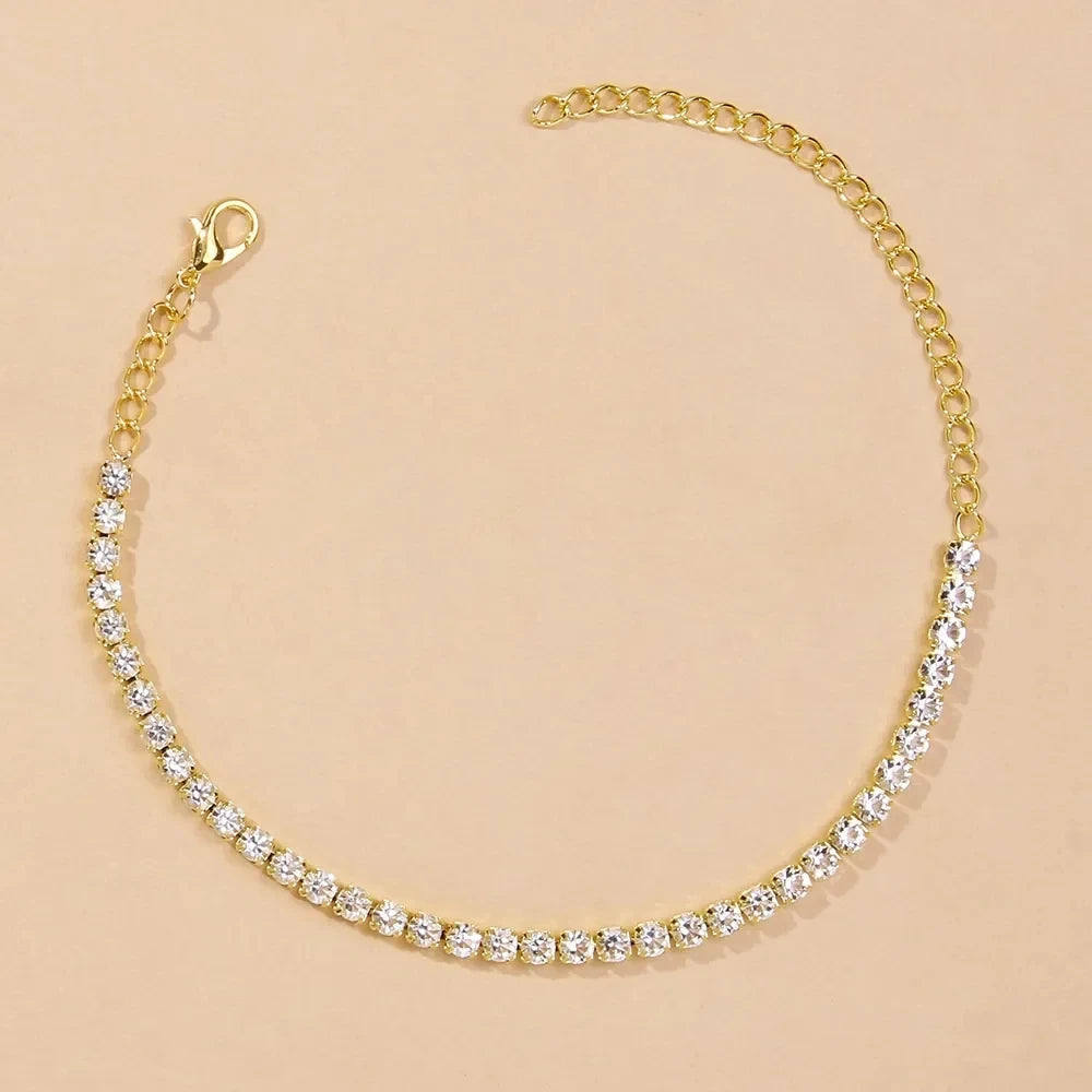 Tennis Anklet with Rhinestones – Minimal Chic Women's Summer 2026