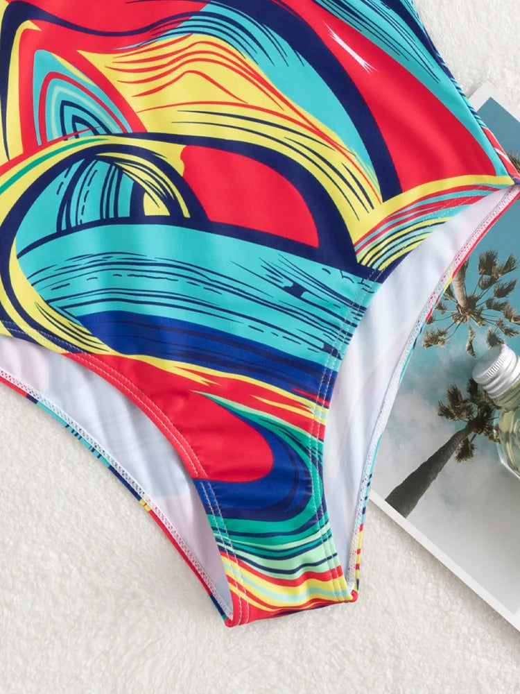 Monokini Donna 2026 Stampato Push Up con Schiena Scoperta e Dettagli Hollow - Lido nova 