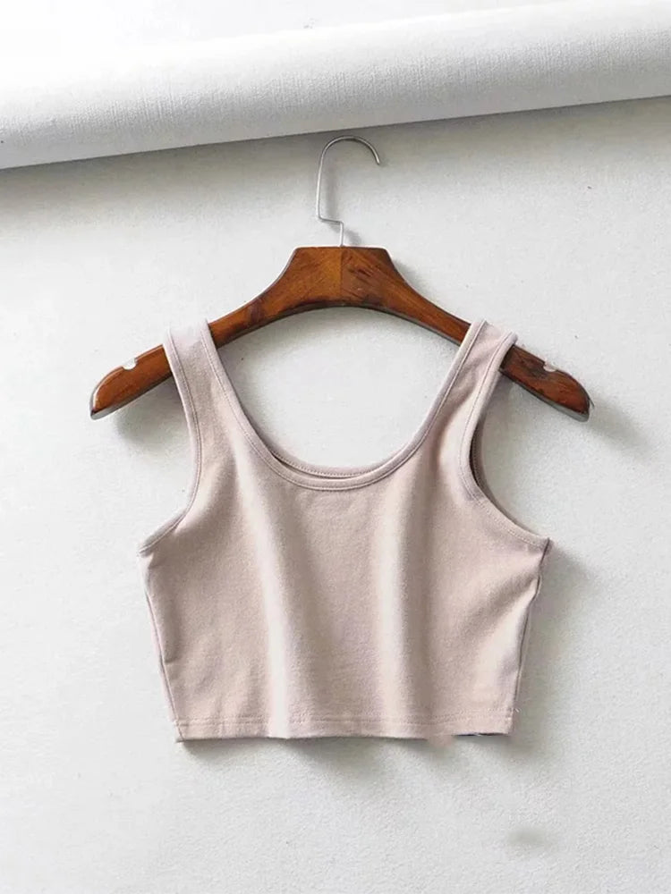 Top Estivo Donna 2026 Crop in Cotone Senza Maniche - Lido nova 