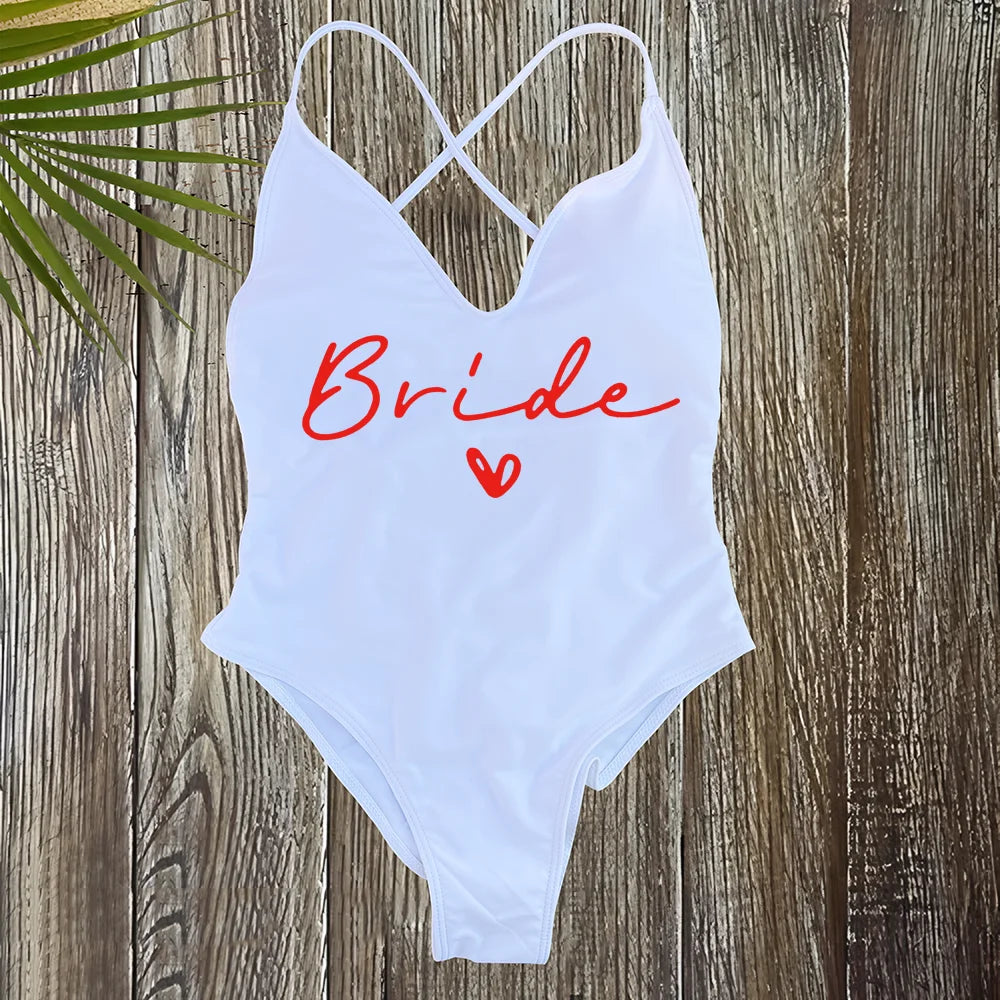 Costume Intero Donna 2026 Team Bride Imbottito Sexy Plus Size da Mare - Lido nova 