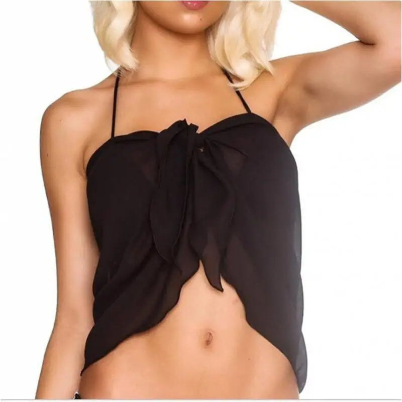 Pareo Estivo Donna 2026 Nero Sheer 50x180 cm Bikini Wrap Multiuso - Lido nova 