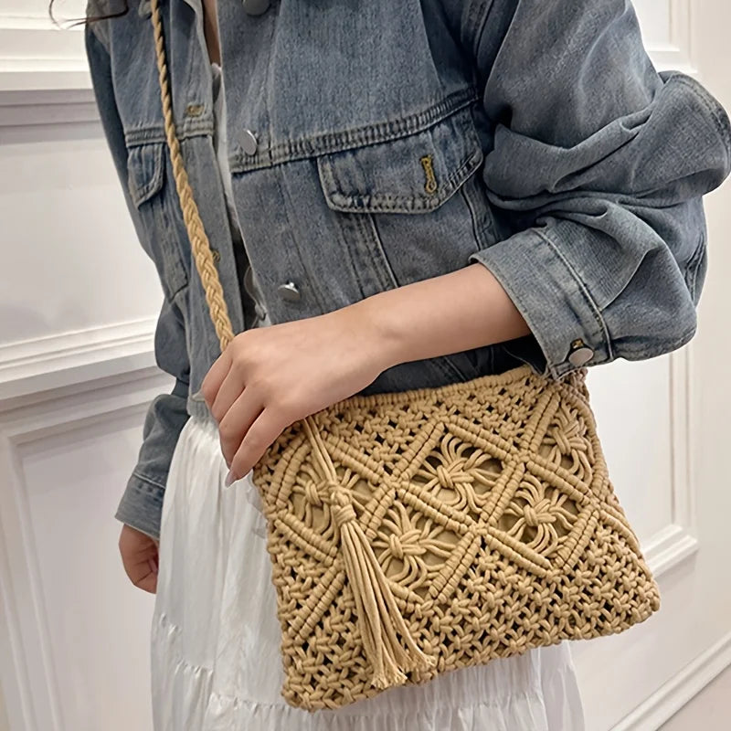 Borsa a Spalla Boho Chic in Cotone Intrecciato – Estate 2026
