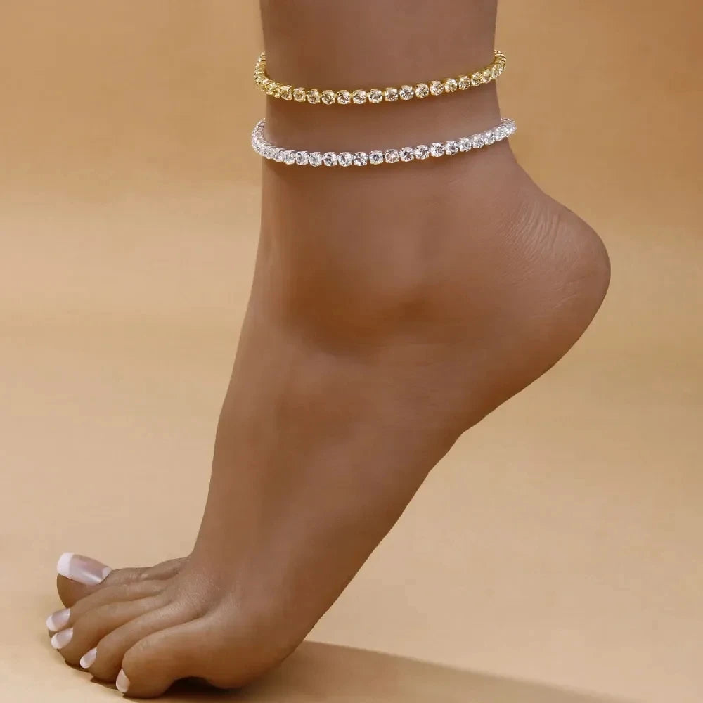 Tennis Anklet with Rhinestones – Minimal Chic Women's Summer 2026