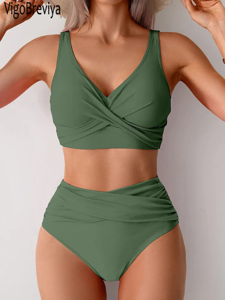 Bikini Donna 2026 Push Up con Spalline Incrociate e Slip Brasiliano Vita Alta - Lido nova 