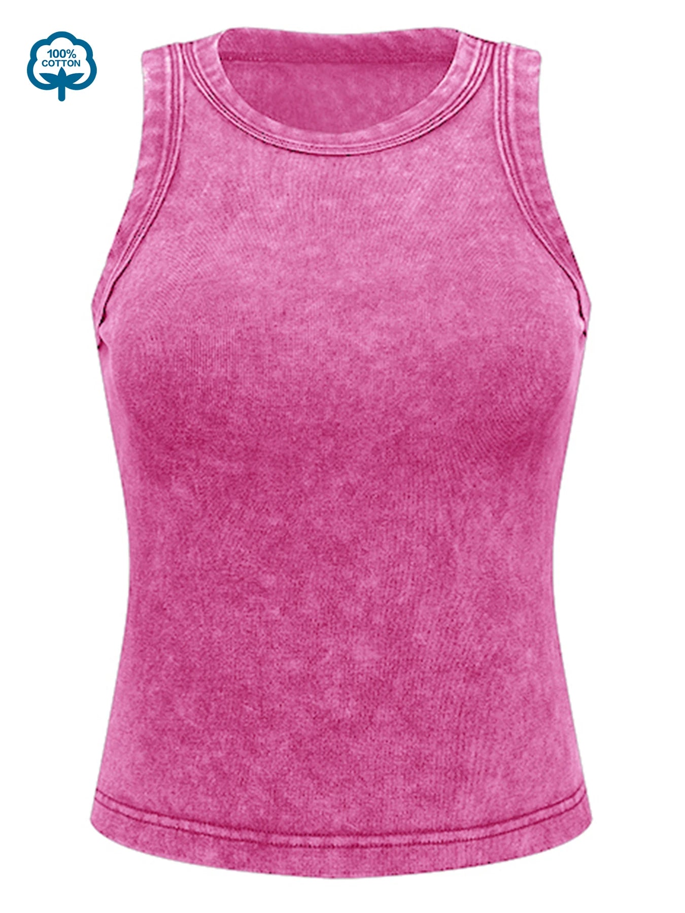 Canotta Donna 2026 100% Cotone Lavato Tinta Unita Casual Street Senza Maniche - Lido nova 