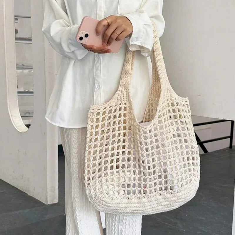 Borsa Tote in Crochet Intrecciato – Boho Aesthetic Donna Estate 2026