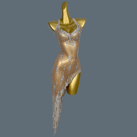 Mini Abito Estivo Donna 2026 Asimmetrico Brillante con Strass - Lido nova 