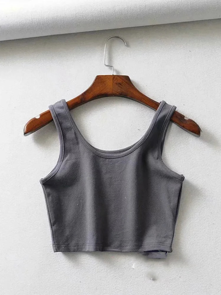 Top Estivo Donna 2026 Crop in Cotone Senza Maniche - Lido nova 