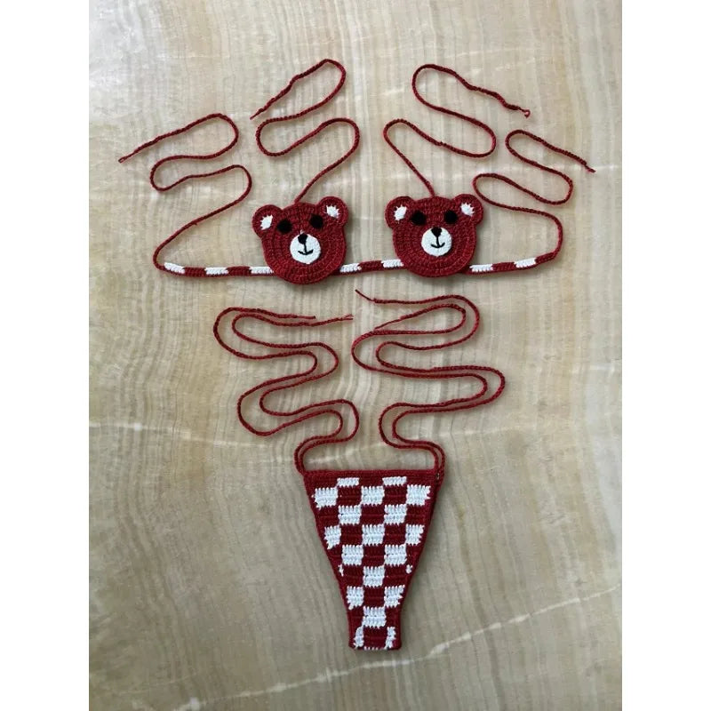 Micro Bikini Donna 2026 in Crochet Kawaii con Slip Thong Sexy da Mare - Lido nova 