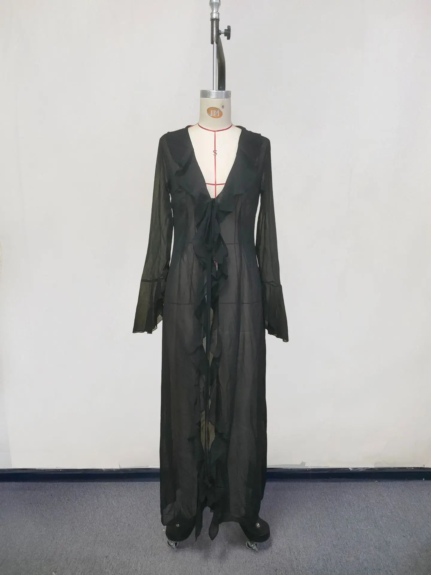 Abito Copricostume Estivo Donna 2026 in Chiffon Scollo a V con Volants - Lido nova 