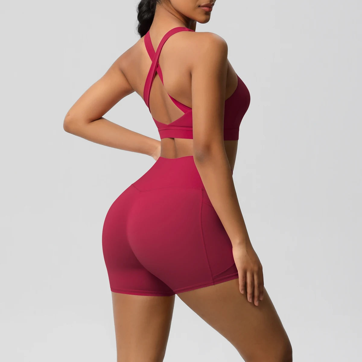 Set Sportswear Donna 2026 2 Pezzi con Leggings con Tasche e Bra Crossover - Lido nova 