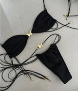 Women's Bikini 2026 Black Butterfly Style with Bandeau Top and Brazilian Briefs