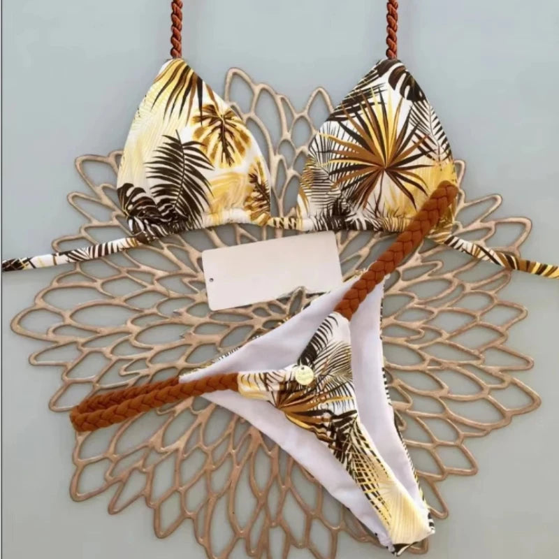 Bikini Donna 2026 Leopardato Sexy con Slip Thong per Mare e Vacanze - Lido nova 