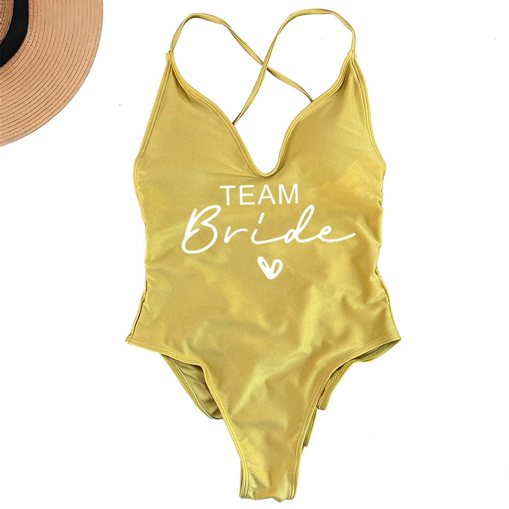 Costume Intero Donna 2026 Team Bride Imbottito Sexy Plus Size da Mare - Lido nova 