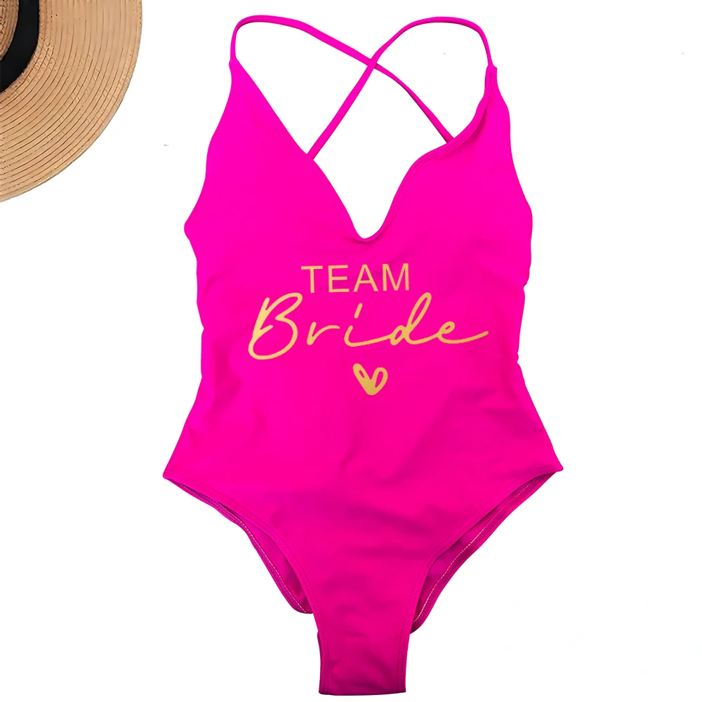 Costume Intero Donna 2026 Team Bride Imbottito Sexy Plus Size da Mare - Lido nova 