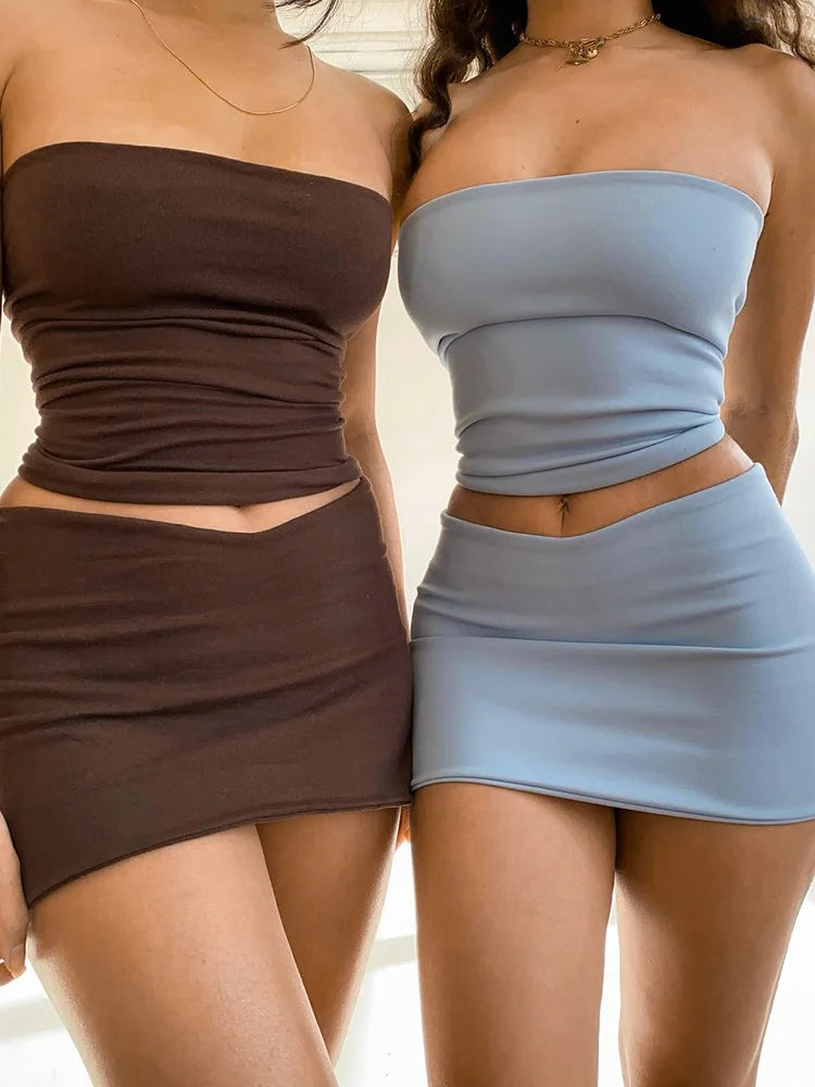 Set Estivo Donna 2026 2 Pezzi con Tube Top e Mini Gonna Coordinata - Lido nova 