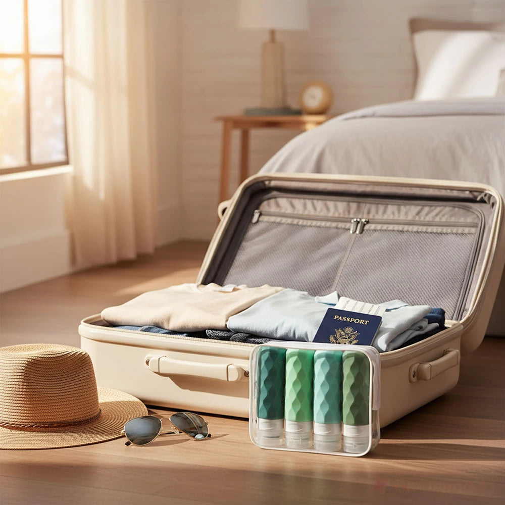 Set 4 Flaconi Viaggio Silicone Anti-Perdita (4 pz) – Ricaricabili