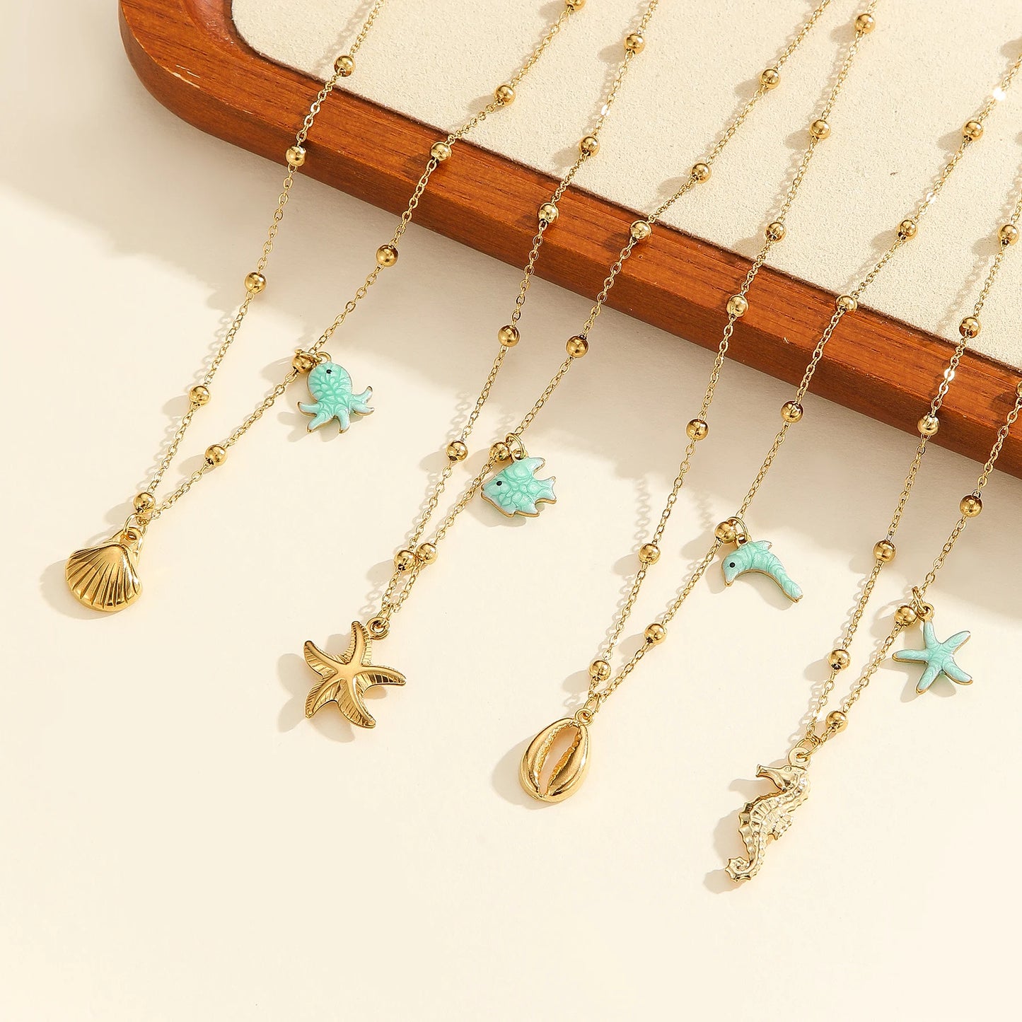 Ocean Necklace with Starfish &amp; Shell – Gold-Plated Stainless Steel Women's Summer 2026