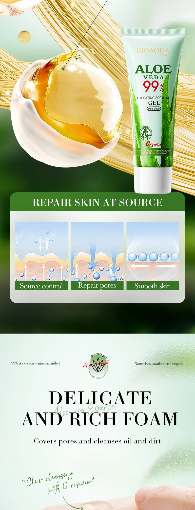 Gel Aloe Vera Lenitivo Viso & Corpo – Idratazione Fresca & Comfort Pelle Sensibile | Lido Nova