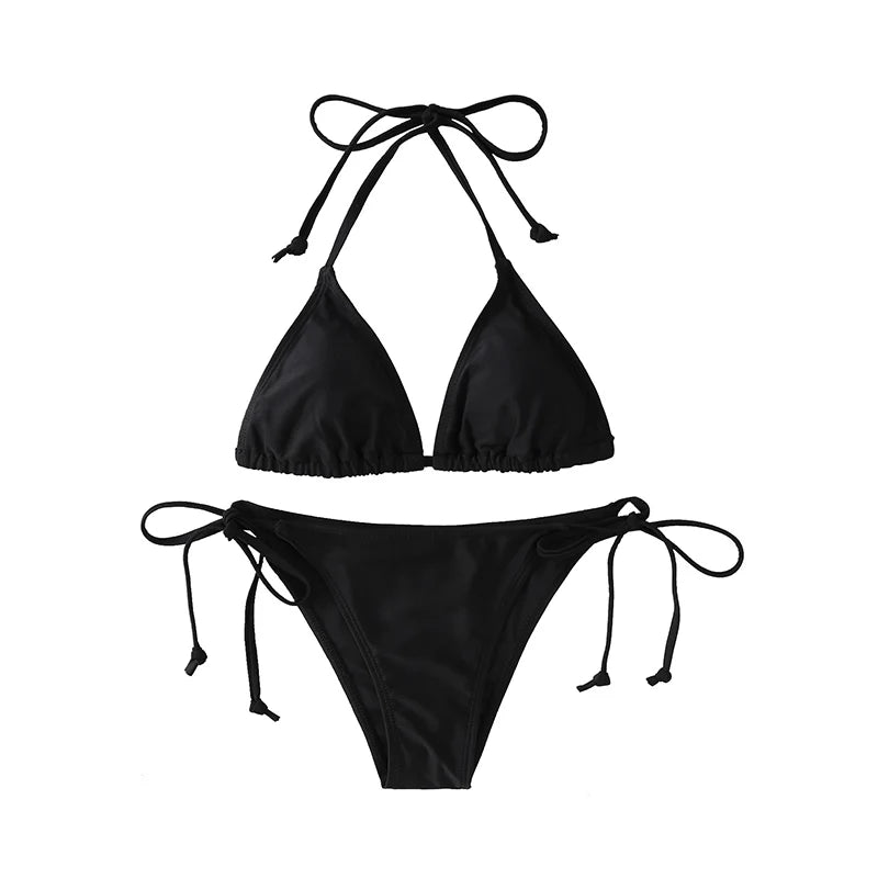 Bikini Donna 2026 a Triangolo con Lacci e Slip Thong Brasiliano Sexy - Lido nova 