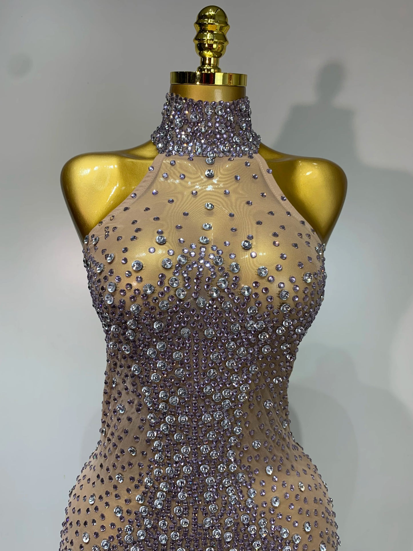 Abito Estivo Donna – Dress Smanicato Mesh con Strass e Schiena Scoperta - Lido nova 