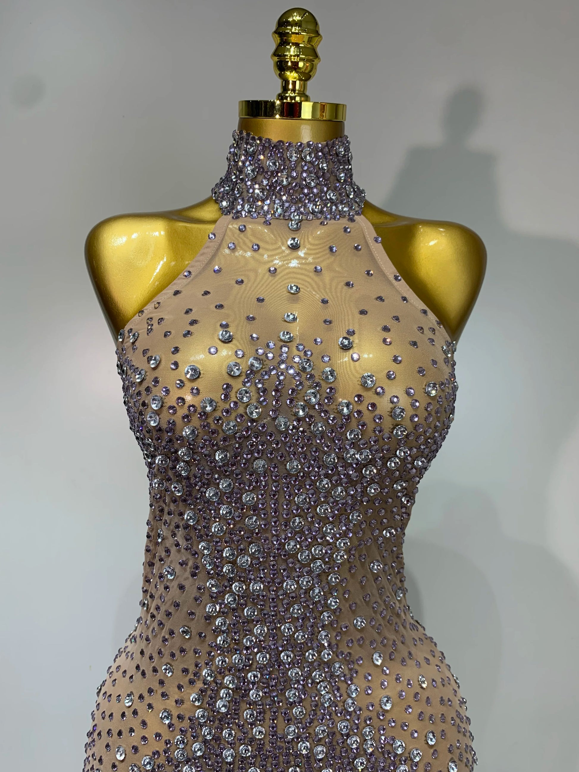 Abito Estivo Donna – Dress Smanicato Mesh con Strass e Schiena Scoperta - Lido nova 