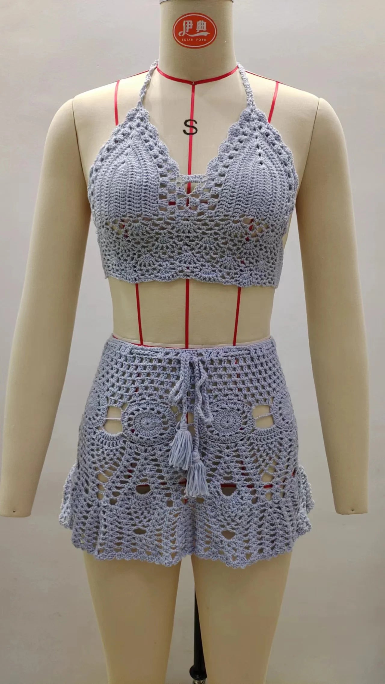 Set Bikini Donna 2026 in Crochet 2 Pezzi con Gonna Cover-Up Boho da Mare - Lido nova 