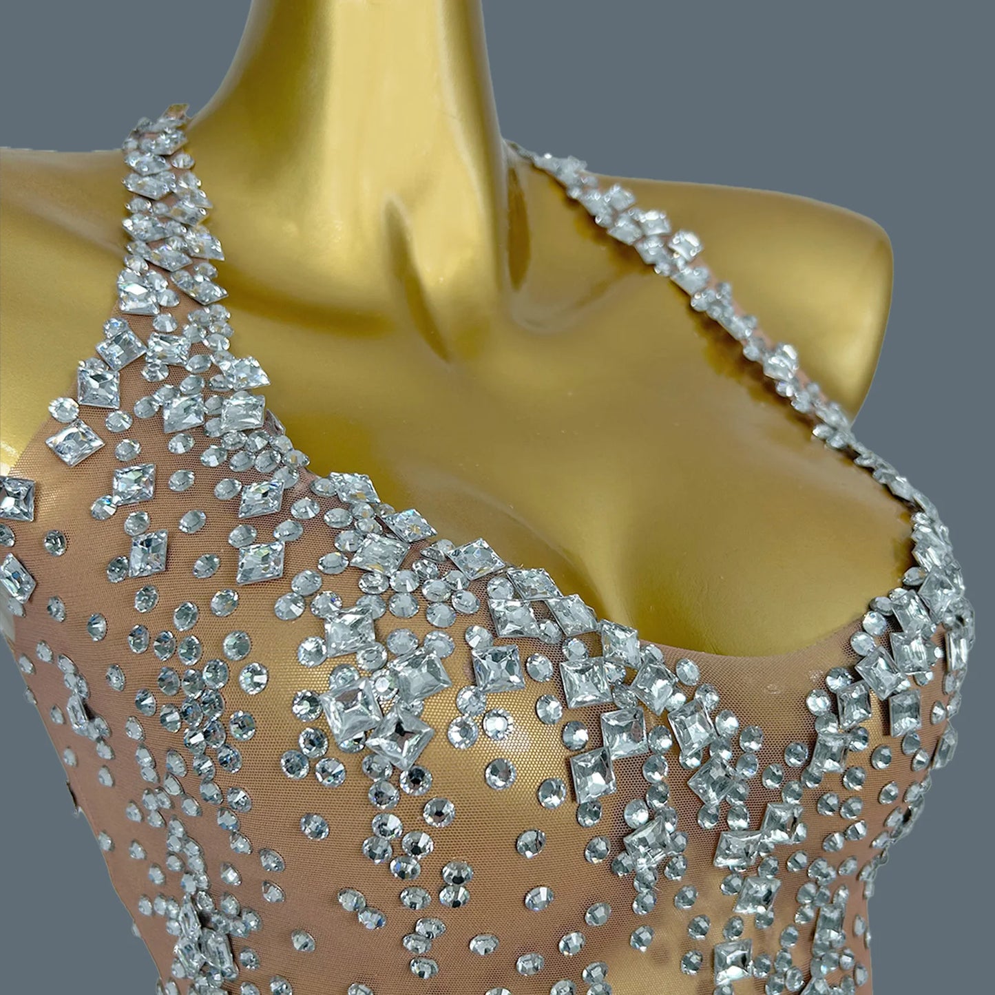 Mini Abito Estivo Donna 2026 Asimmetrico Brillante con Strass - Lido nova 