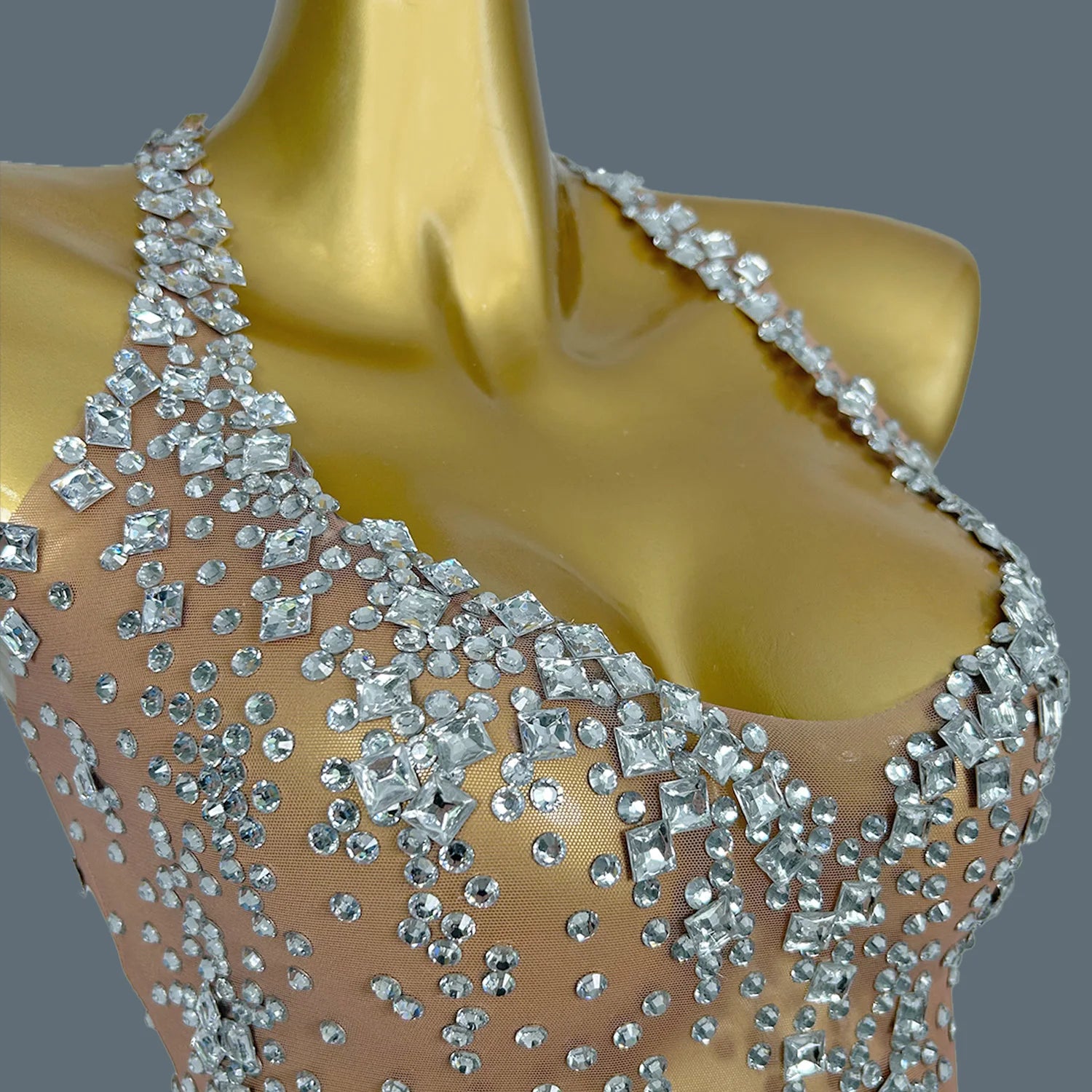 Mini Abito Estivo Donna 2026 Asimmetrico Brillante con Strass - Lido nova 