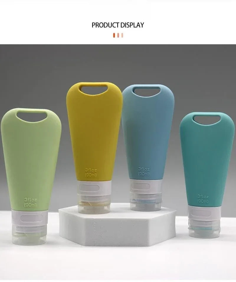 1/3/4Pcs 90ml Travel Portable Silicone Set-bottling Lotion Cream Shampoo Body Wash Cosmetic Bottles Empty Containers - Lido nova 