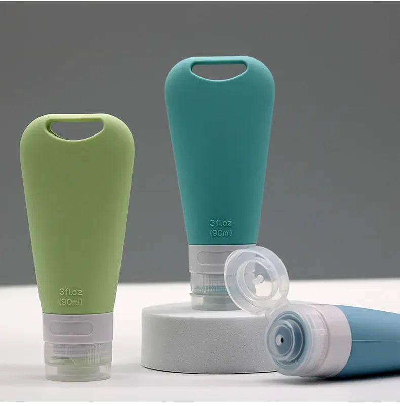1/3/4Pcs 90ml Travel Portable Silicone Set-bottling Lotion Cream Shampoo Body Wash Cosmetic Bottles Empty Containers - Lido nova 