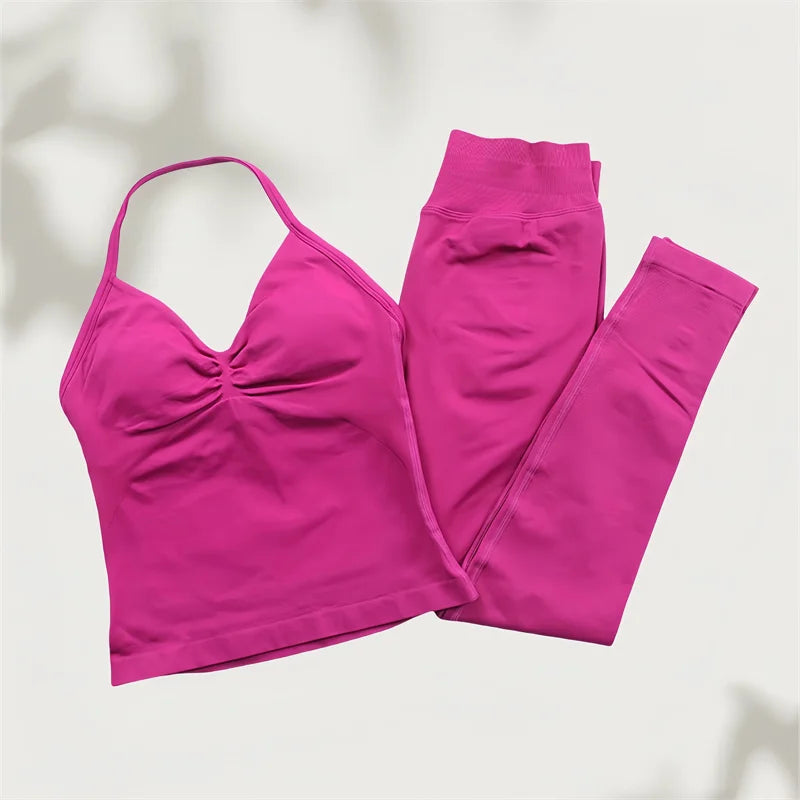 Set Yoga Donna 2026 Seamless con Tank Top Longline e Shorts Scrunch - Lido nova 