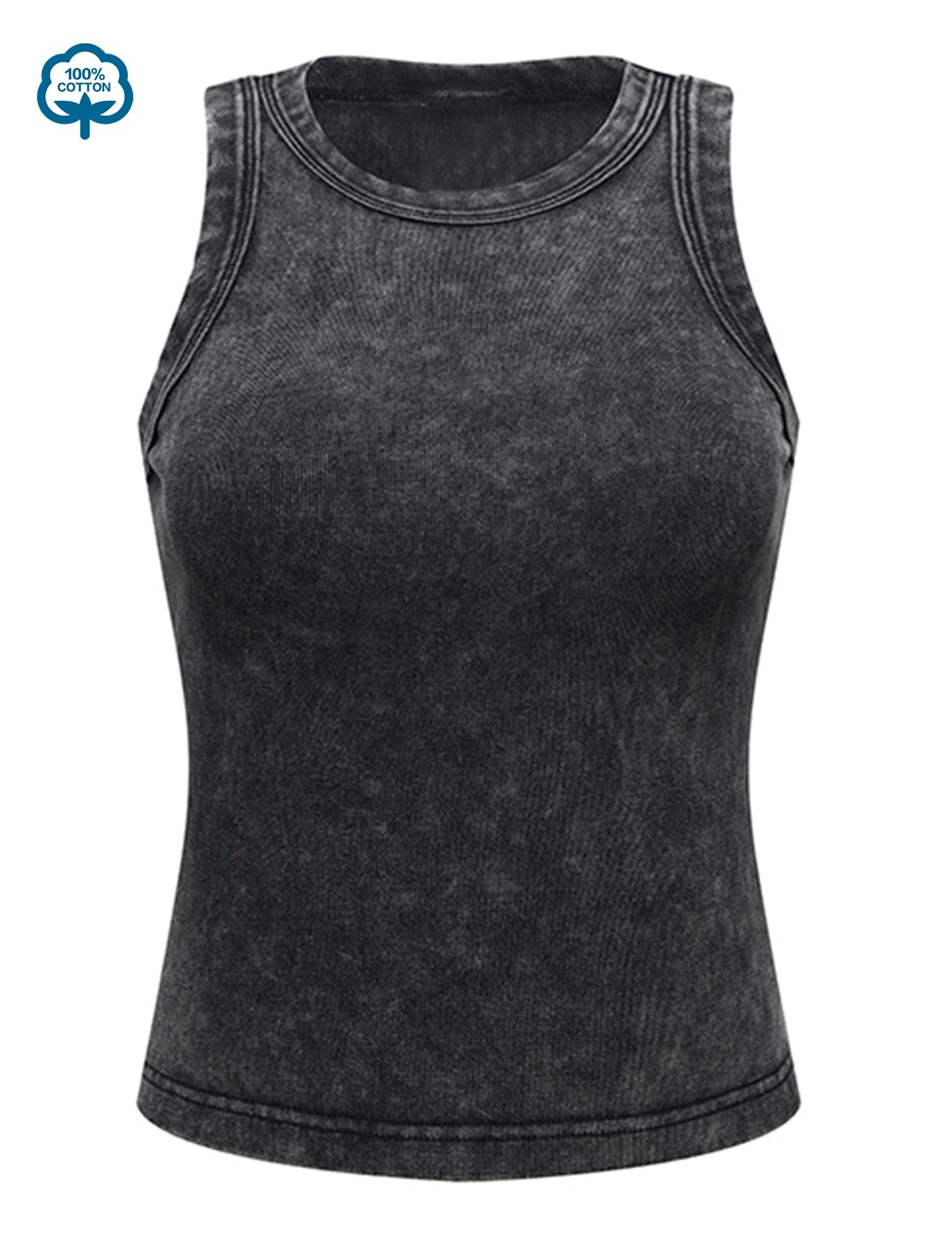 Canotta Donna 2026 100% Cotone Lavato Tinta Unita Casual Street Senza Maniche - Lido nova 