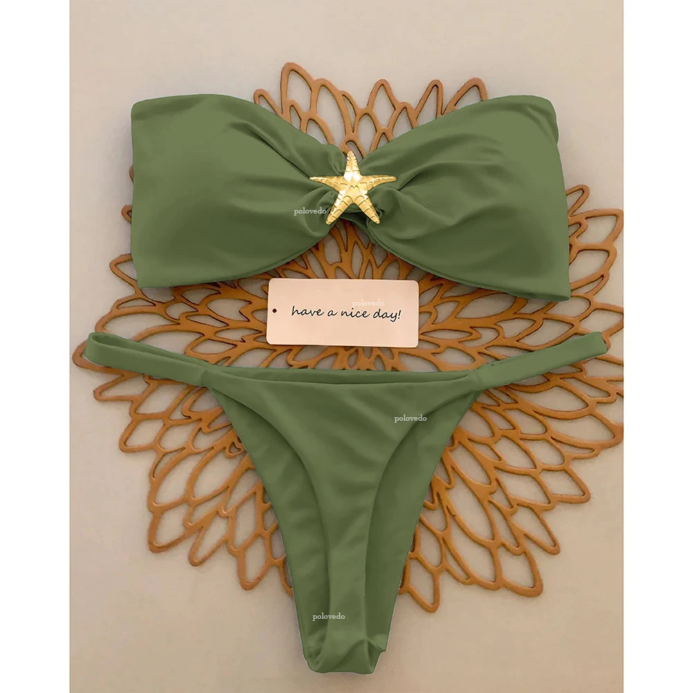 Bikini Donna 2026 Push Up Bandeau Micro con Slip Brasiliano Sexy da Mare - Lido nova 