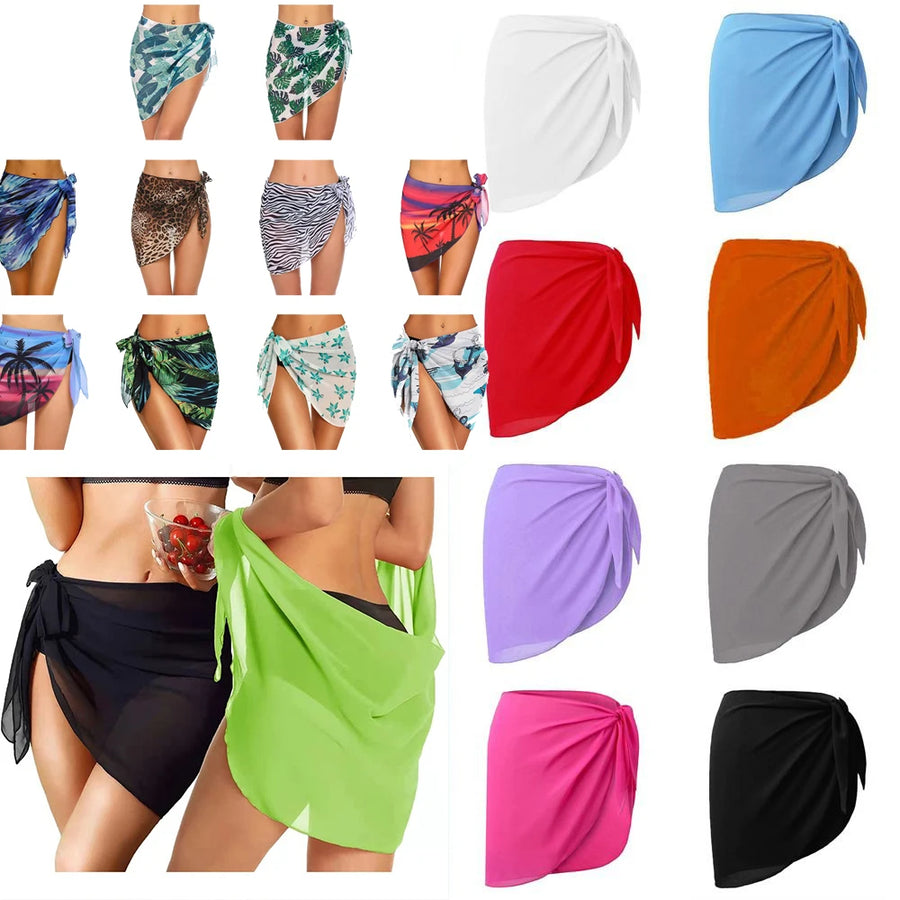 Sarong Corto Donna 2026 in Chiffon Trasparente Come Cover-Up per Bikini