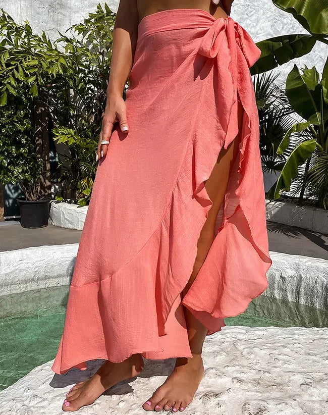 Pareo Donna 2026 in Crochet Tinta Unita Sexy per Bikini e Beachwear - Lido nova 